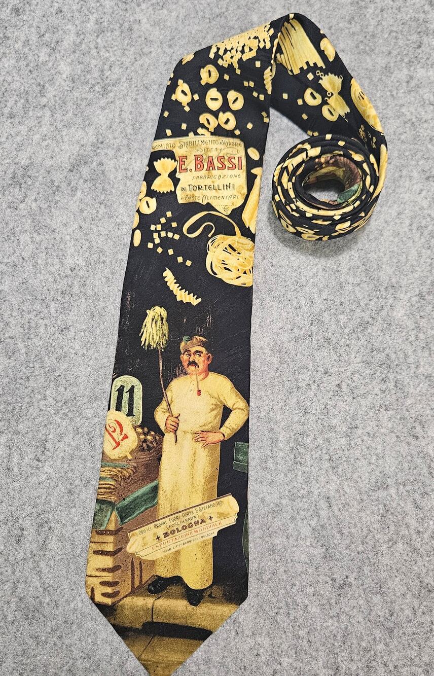 Vintage Museum Artifacts 100% Silk Tie – The Pasta Baker Italy 1885 –  4" x 56"